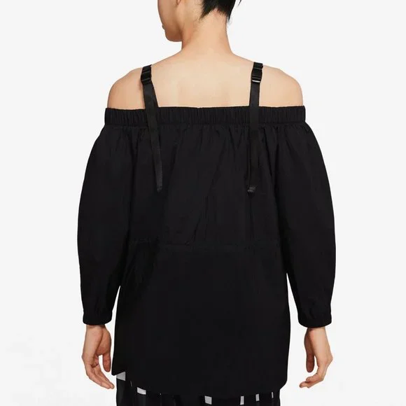 Air Jordan Off-Shoulder Utility Jacket Waist Long Sleeves Black - Picture 13 of 16